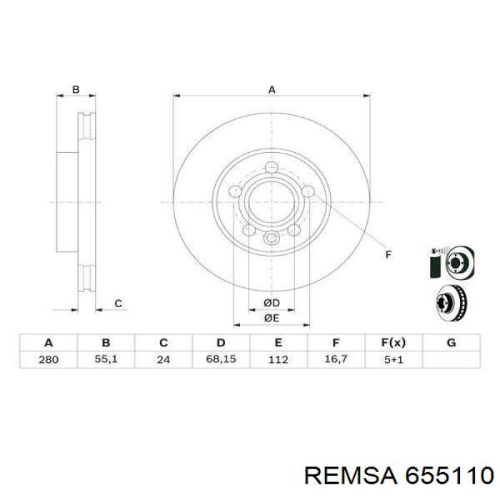 Comprar 655110 Remsa Freno de disco delantero