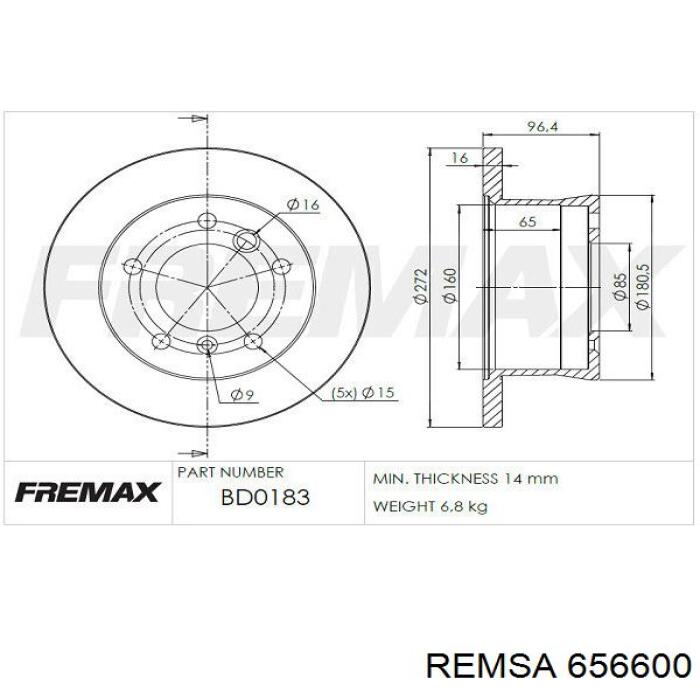 Disco de freno trasero Remsa 656600 precio, desde 38,46 EUR