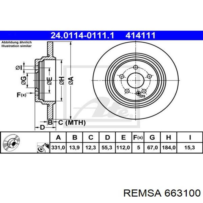 6631.00 Remsa disco de freno trasero