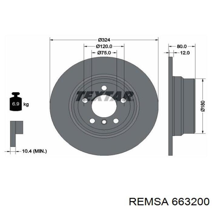 663200 Remsa disco de freno trasero