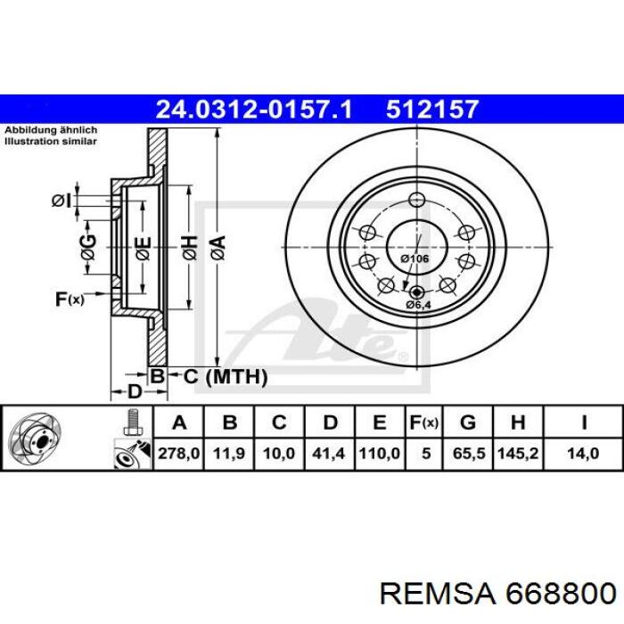 Disco de freno trasero Remsa 668800 precio, desde 29,09 EUR