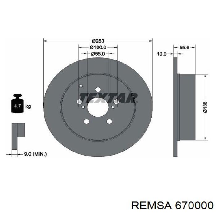 670000 Remsa disco de freno trasero