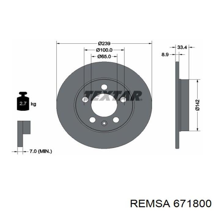 6718.00 Remsa disco de freno trasero