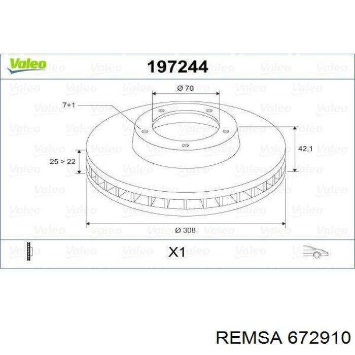 Disco de freno delantero Remsa 672910