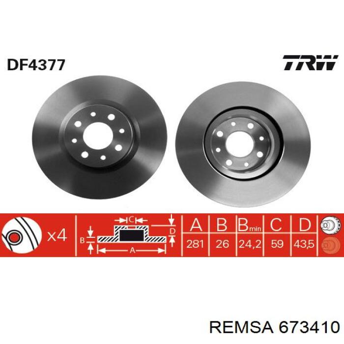 673410 Remsa freno de disco delantero