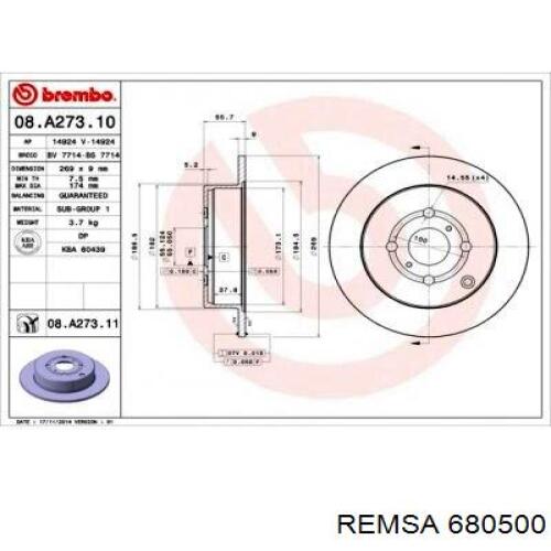 Comprar 680500 Remsa Disco de freno trasero