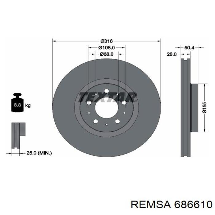 6866.10 Remsa freno de disco delantero