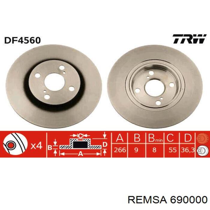 690000 Remsa disco de freno trasero