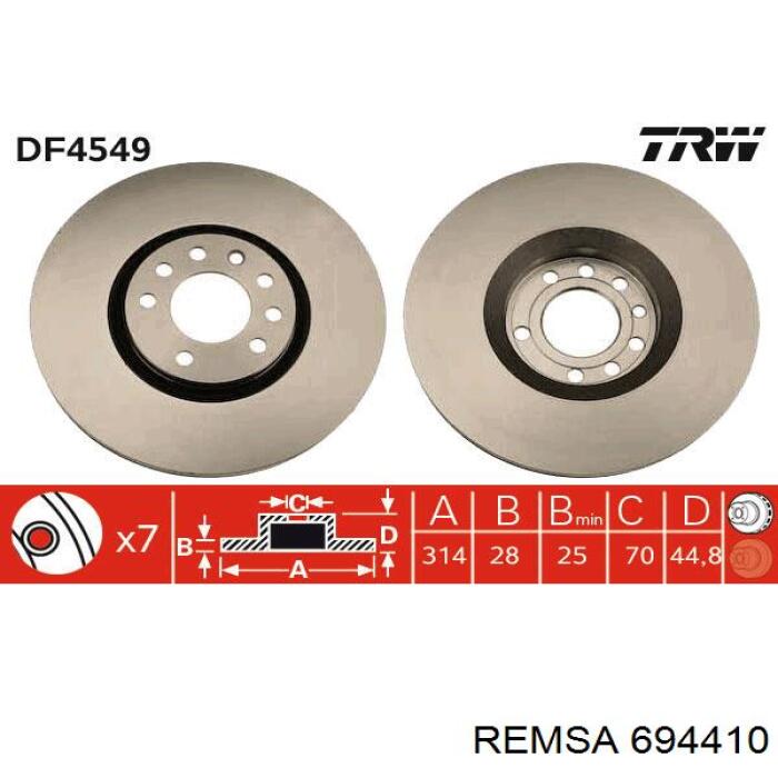 694410 Remsa freno de disco delantero