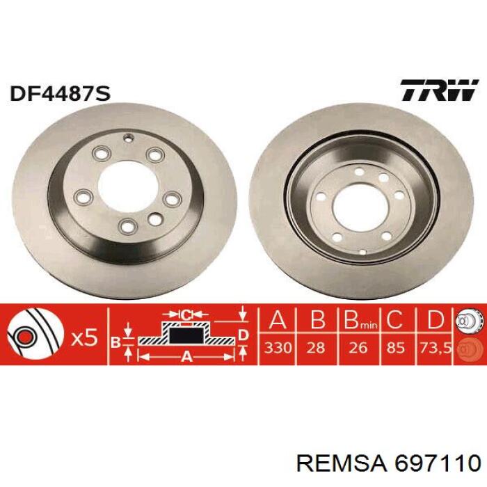 Comprar 697110 Remsa Disco de freno trasero