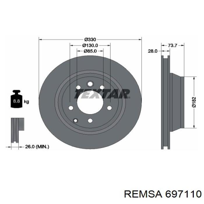Disco de freno trasero Remsa 697110 precio, desde 67,26 EUR