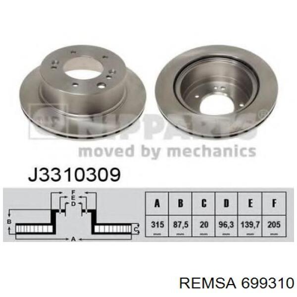 Disco de freno trasero Remsa 699310 precio, desde 68,17 EUR