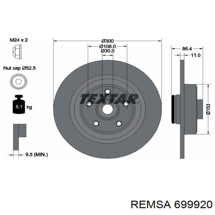 699920 Remsa disco de freno trasero