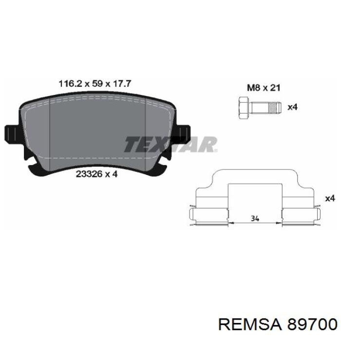 89700 Remsa pastillas de freno traseras
