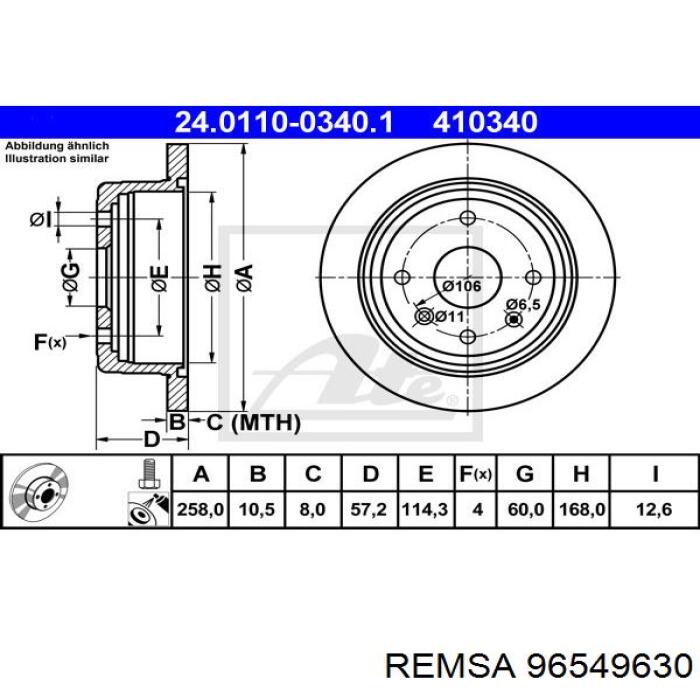 Disco de freno trasero Chevrolet Aveo 2 T250, T255