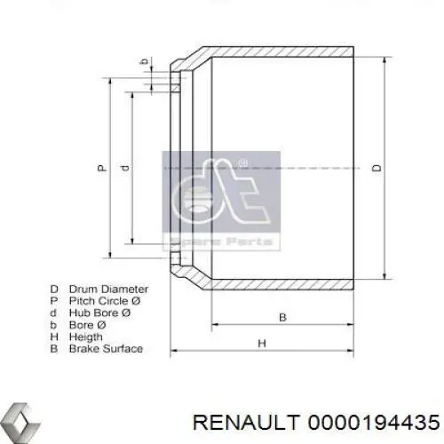 Comprar 0000194435 Renault (RVI) Tambor de freno trasero