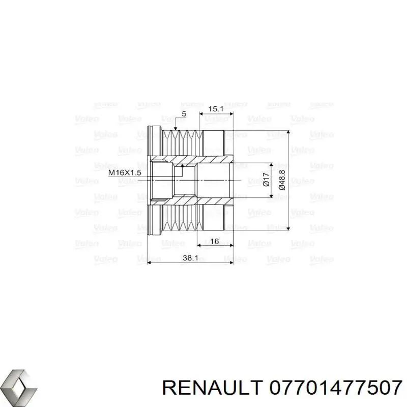 07701477507 Renault (RVI) polea alternador