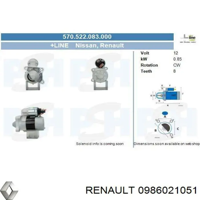 0986021051 Renault (RVI) motor de arranque