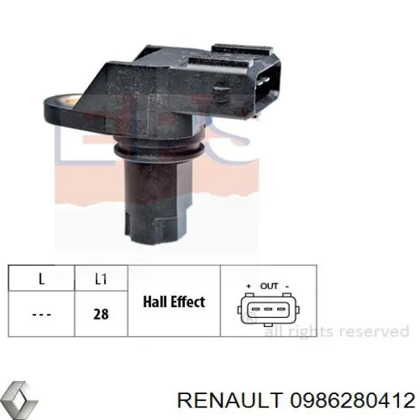 Sensor de posición del árbol de levas Renault Espace 4 JK0