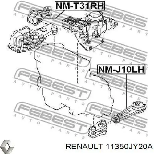 11350JY20A Renault (RVI) soporte, motor, derecho superior