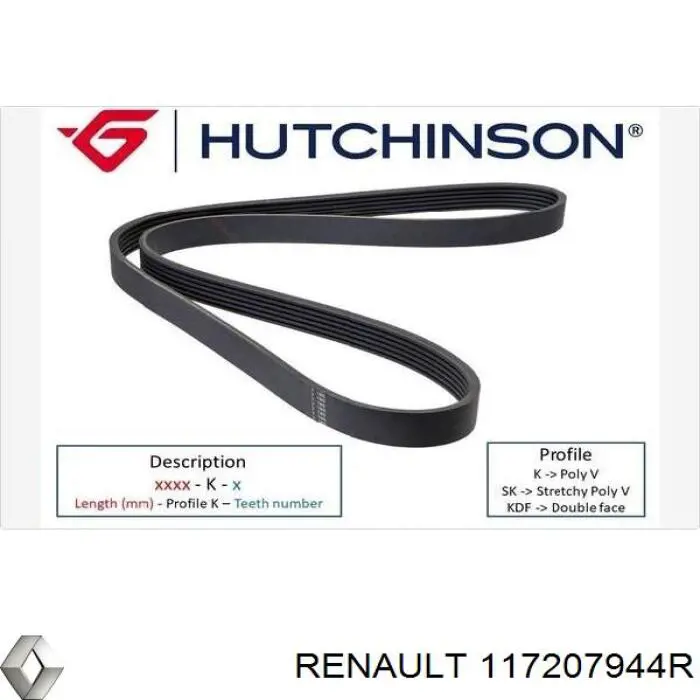 Correa de transmisión trapezoidal Renault (RVI) 117207944R precio, desde 38,54 EUR