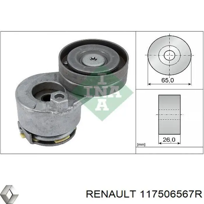 117506567R Renault (RVI) tensor de correa, correa poli v