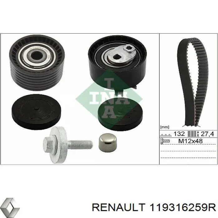 119316259R Renault (RVI) rodillo intermedio de correa dentada