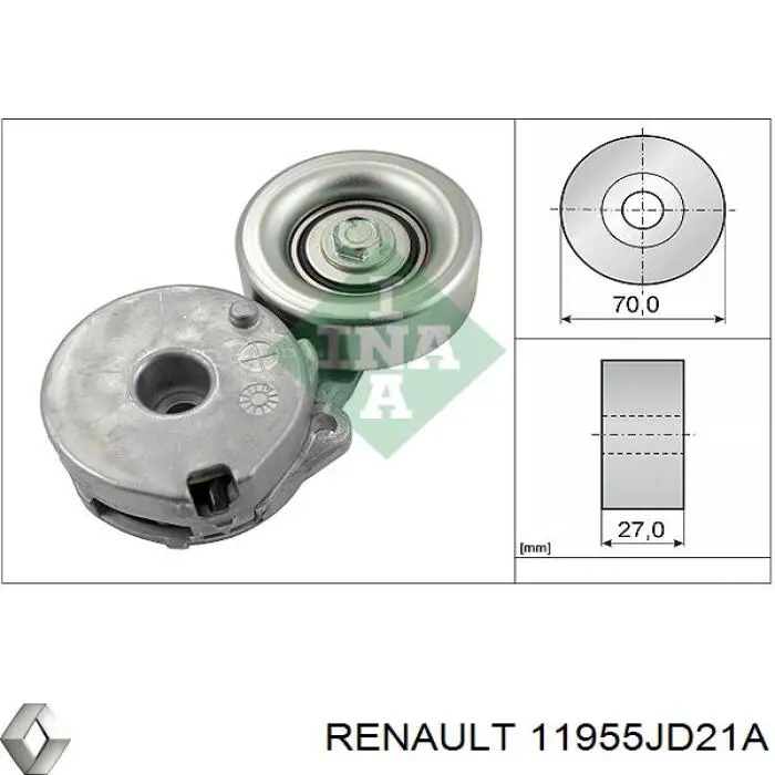 11955JD21A Renault (RVI) tensor de correa, correa poli v