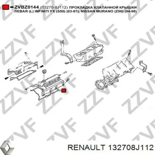 132708J112 Renault (RVI) junta, tapa de culata de cilindro izquierda