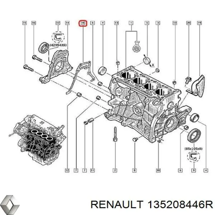 135208446R Renault (RVI) junta, cárter de distribución