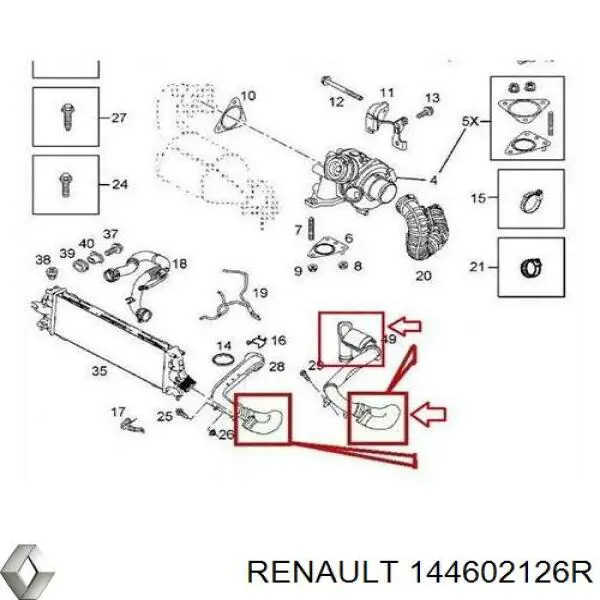 Tubo intercooler 144602126R Renault (RVI)