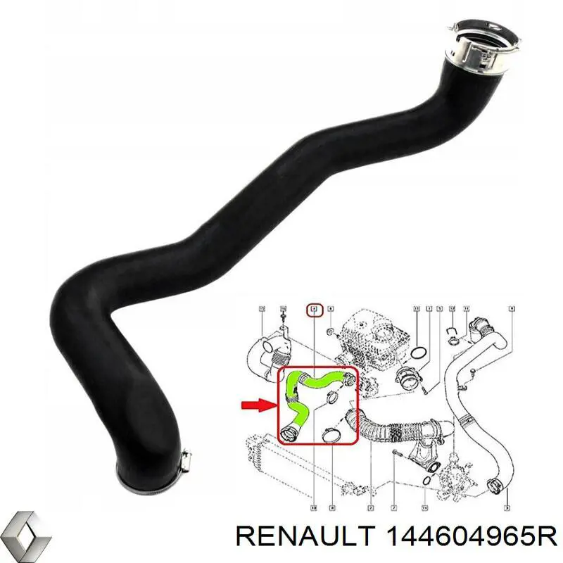 144604965R Renault (RVI) tubo flexible de aire de sobrealimentación derecho