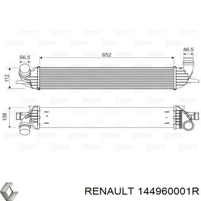 144960001R Renault (RVI) radiador de aire de admisión