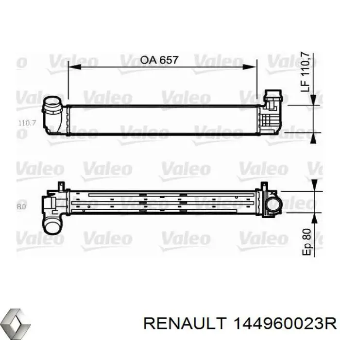 144960023R Renault (RVI) radiador de aire de admisión