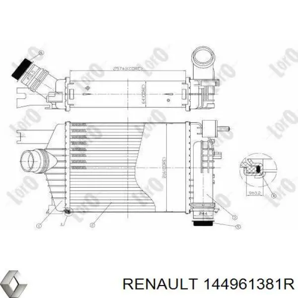 Radiador de aire de admisión Renault (RVI) 144961381R precio, desde 85,67 EUR