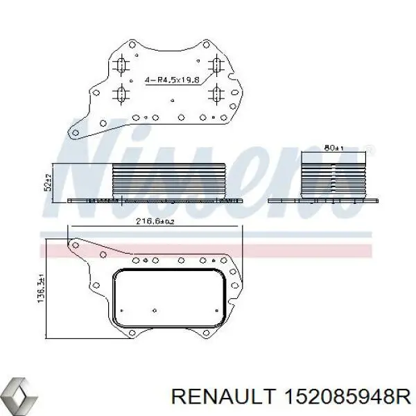 152085948R Renault (RVI) caja, filtro de aceite