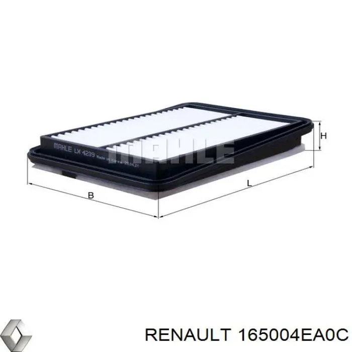 165004EA0C Renault (RVI) Carcasa del filtro de aire