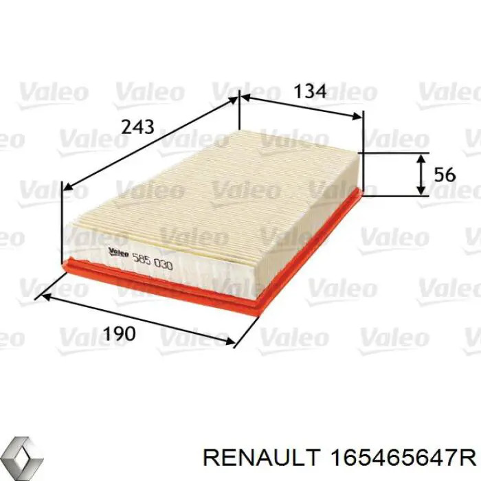 El filtro de aire Renault (RVI) 165465647R precio, desde 9,06 EUR