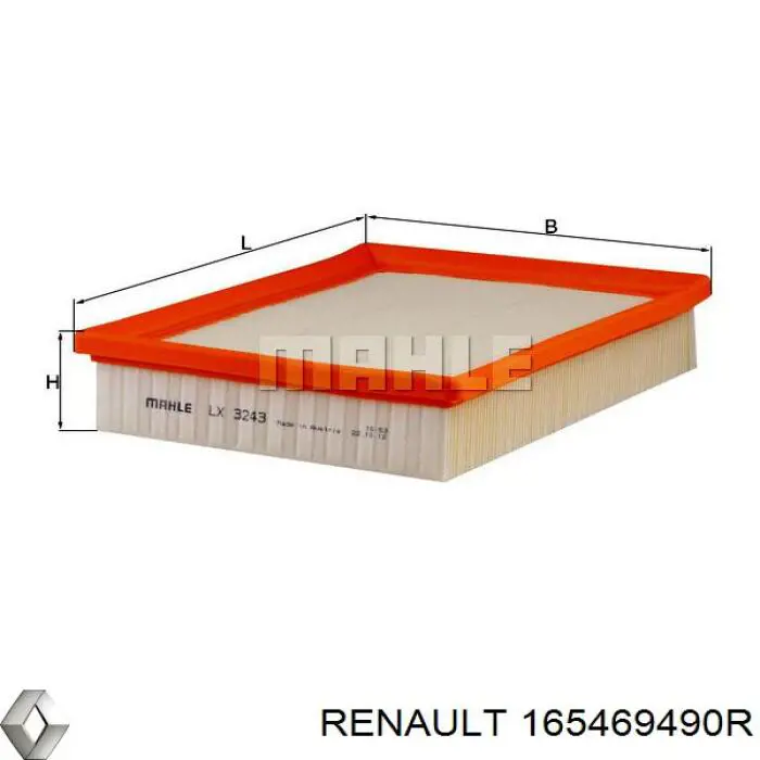 165469490R Renault (RVI) Filtro de aire de motor