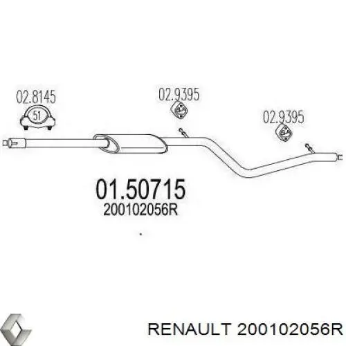 200102056R Renault (RVI) silenciador del medio
