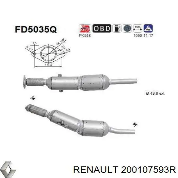 Comprar 200107593R Renault (RVI) Filtro de partículas (FAP)