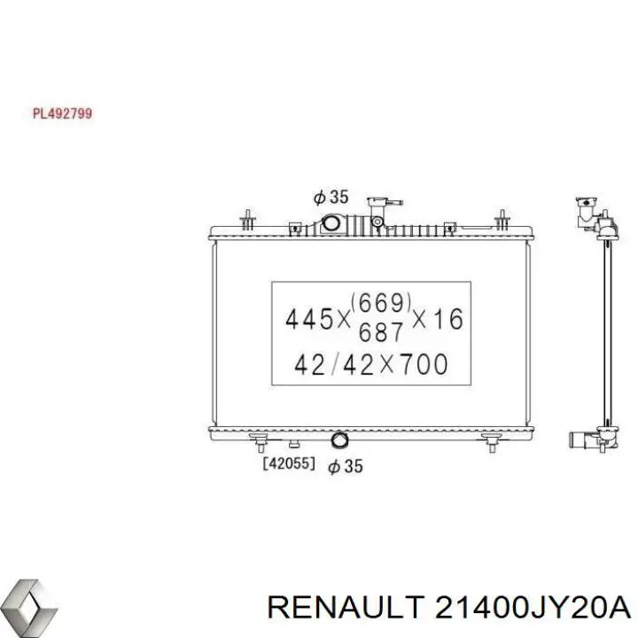 21400JY20A Renault (RVI) radiador refrigeración del motor