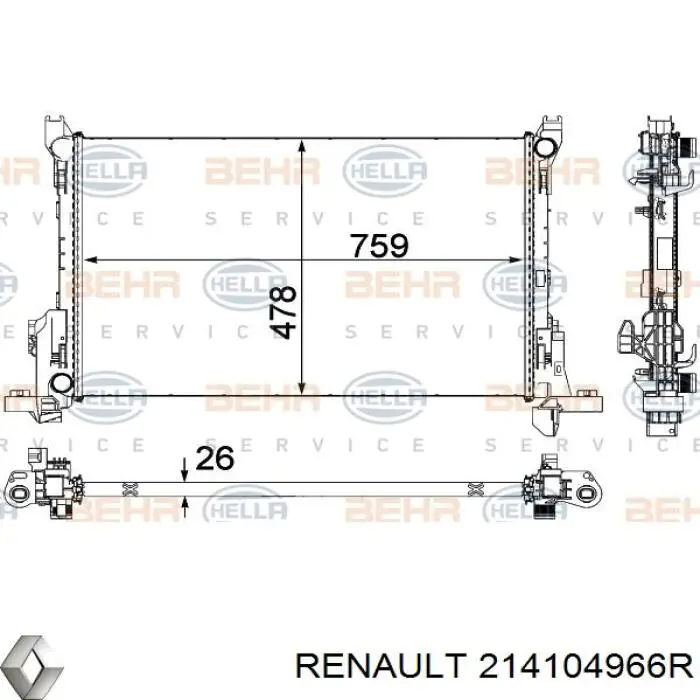 Comprar 214104966R Renault (RVI) Radiador de auto