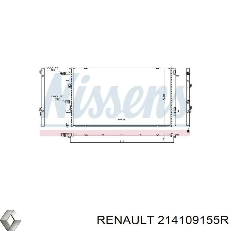 214109155R Renault (RVI) Radiador adicional de refrigeración del motor