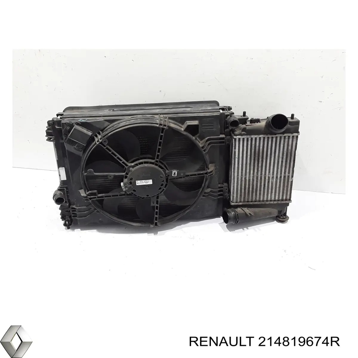 214819674R Renault (RVI) difusor de radiador, ventilador de refrigeración, condensador del aire acondicionado, completo con motor y rodete