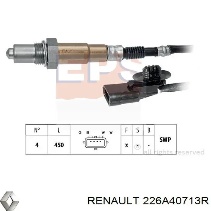 226A40713R Renault (RVI) sonda lambda sensor de oxigeno post catalizador