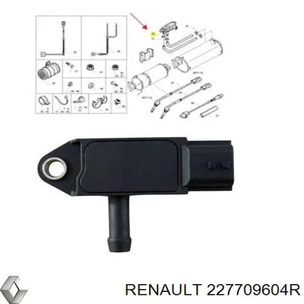 227709604R Renault (RVI) sensor de presion gases de escape
