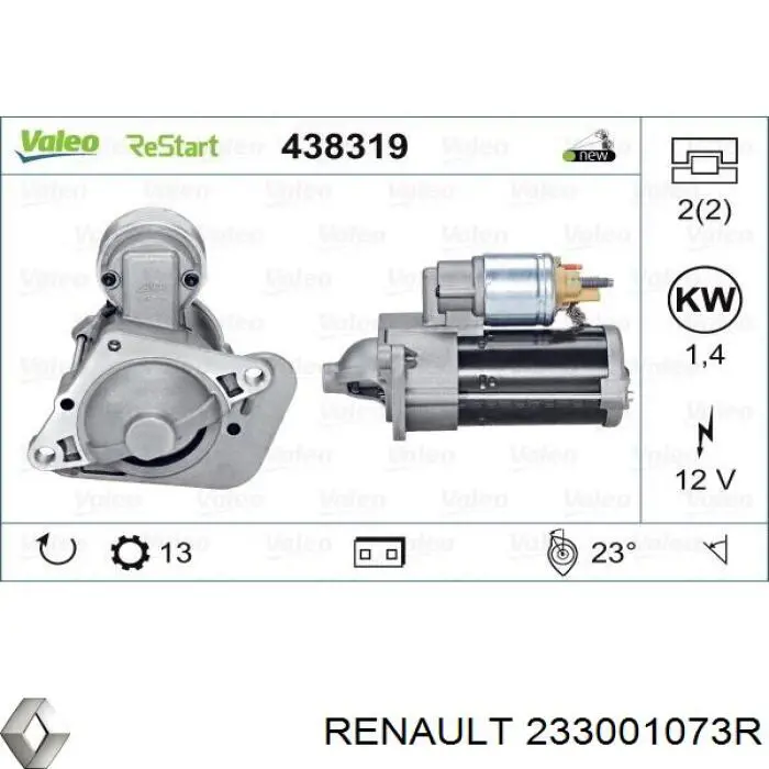 Burro de arranque  Renault (RVI) 233001073R precio, desde 95,26 EUR
