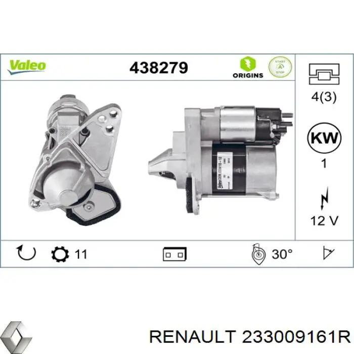 Burro de arranque  Renault (RVI) 233009161R precio, desde 57,08 EUR