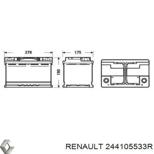Batería de arranque Renault (RVI) 244105533R precio, desde 100,93 EUR